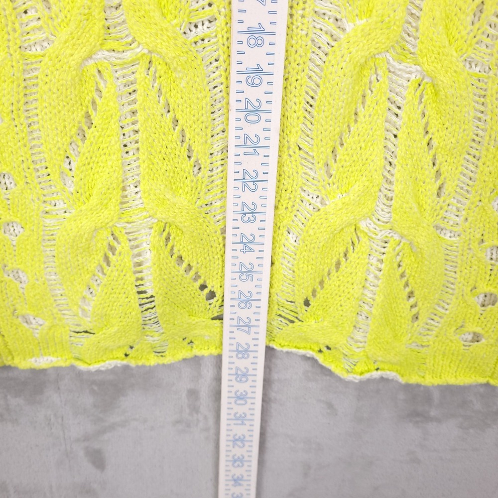 Free People Pullover Sweater Small Spray Highlighter Neon Cable Knit Boho Grunge - Picture 7 of 12
